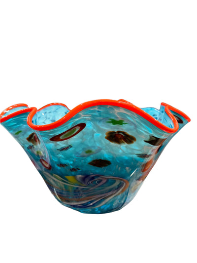 Handblown Glass Bowl by Rollin Karg Blown, Signed