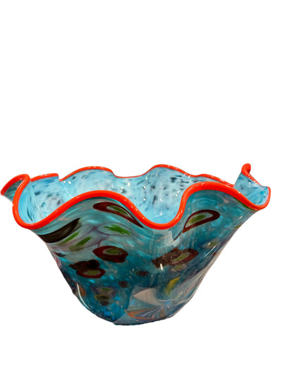 Handblown Glass Bowl by Rollin Karg Blown, Signed