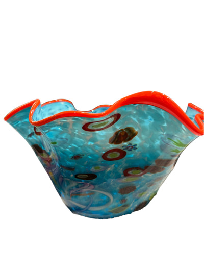 Handblown Glass Bowl by Rollin Karg Blown, Signed