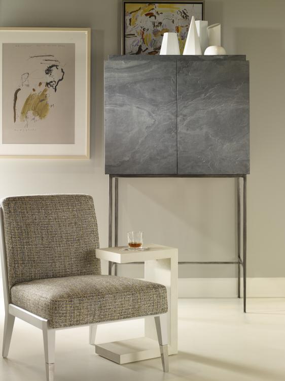 Accent Table Faux Shagreen Leather