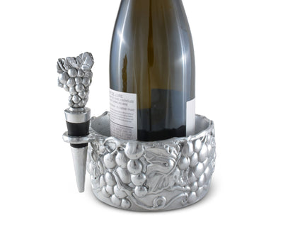 Grape Wine Caddy And Stopper Set