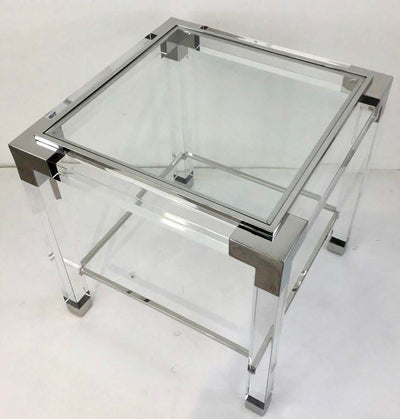 Lucite and Polished Chrome Accent Table