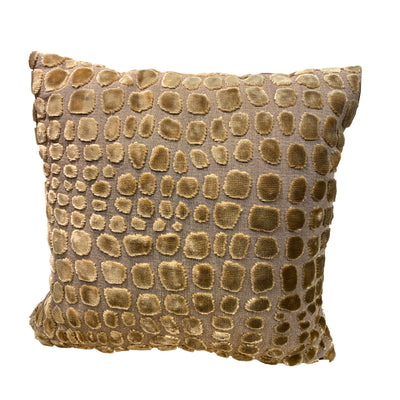 Gold Velvet Crocodile Throw Pillow