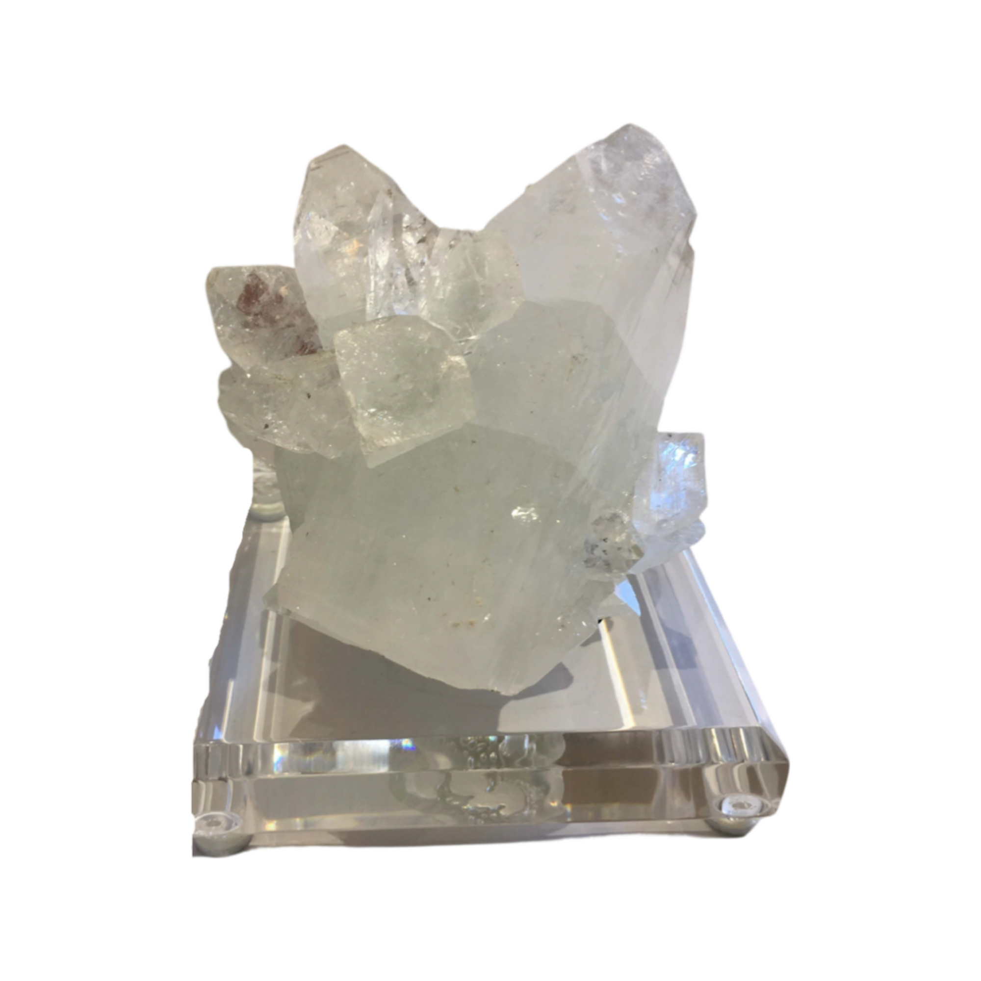 White Apophylite Specimen mounted on Acrylic Base