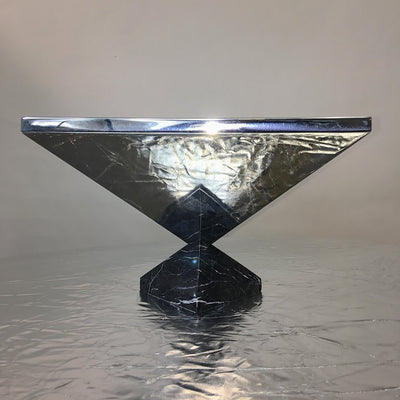 Polished Stainless Vase with Marble Base