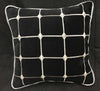 Throw Pillow Black Velvet/Silver Grid pattern