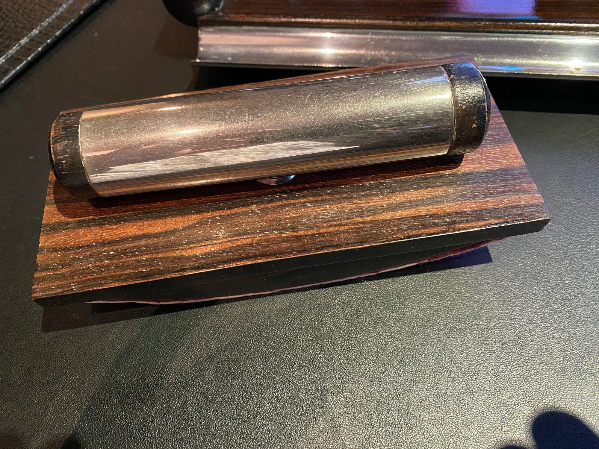 Macassar Ebony Ink Well Desk Set 1930's