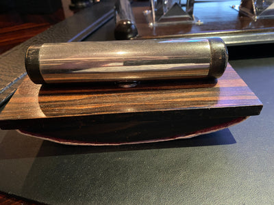 Macassar Ebony Ink Well Desk Set 1930's