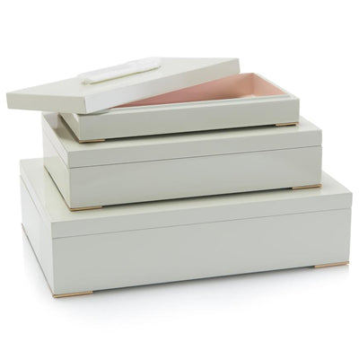 Set of Three Boxes Topped in Selenite