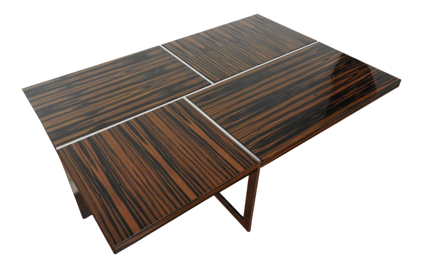 Brueton Cocktail Table Rectangular Polished Stainless Steel with High Gloss Macassar Ebony
