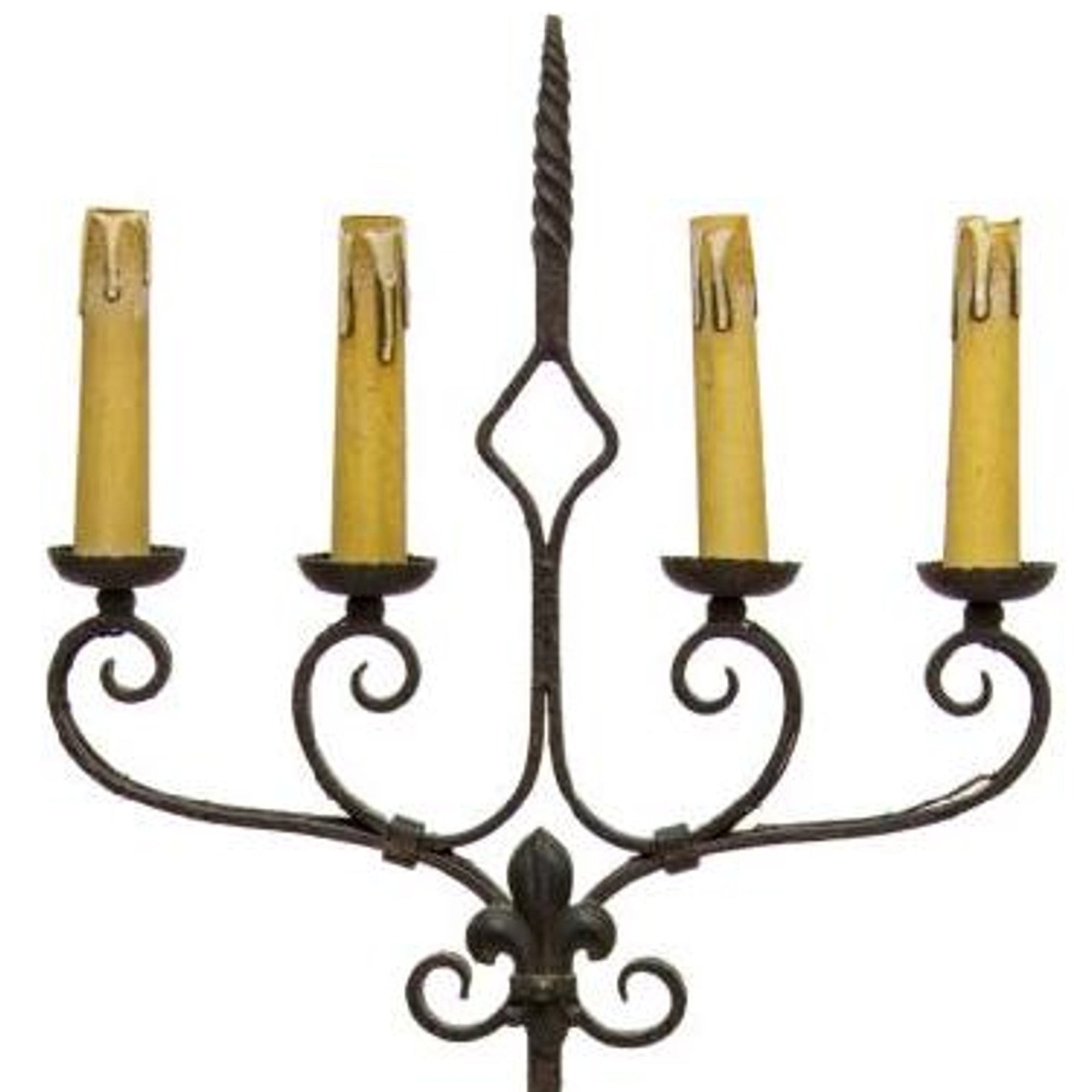 Old World Italian Wrought Candelabra Iron Floor Lamp. 19th Century
