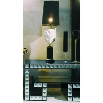 Lamp Table High Gloss Black with Mirrored Top