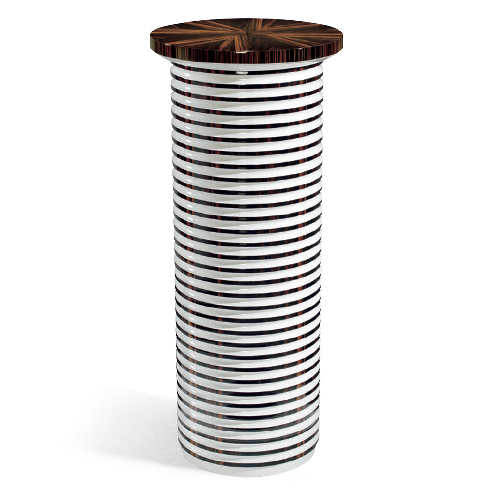 Pedestal Column Macassar Ebony & White Lacquer