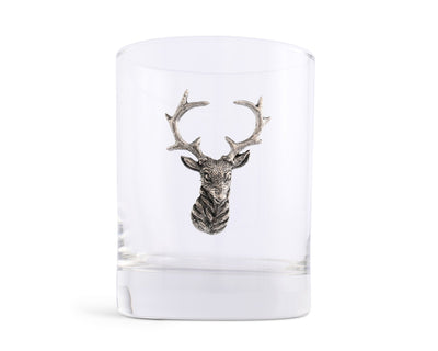 Double Old Fashioned Glass Elk Head