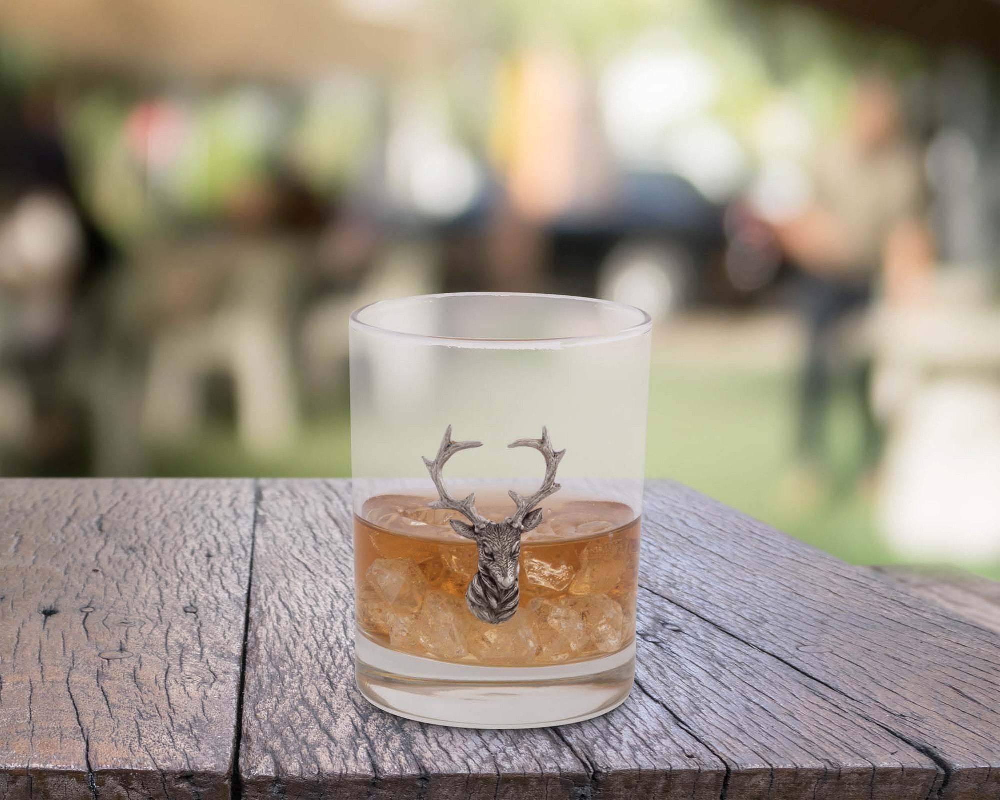 Double Old Fashioned Glass Elk Head