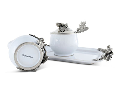 Stoneware Creamer Set - Pewter Acorn & Oak Leaf