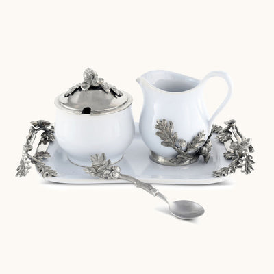 Stoneware Creamer Set - Pewter Acorn & Oak Leaf