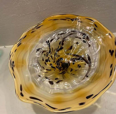 Glass Blown Wall Plate, Yellow & Black