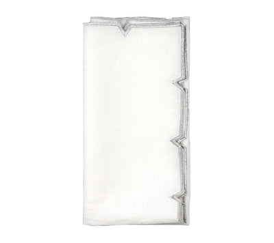 Napkin Divot in White & Silver, Set of 4