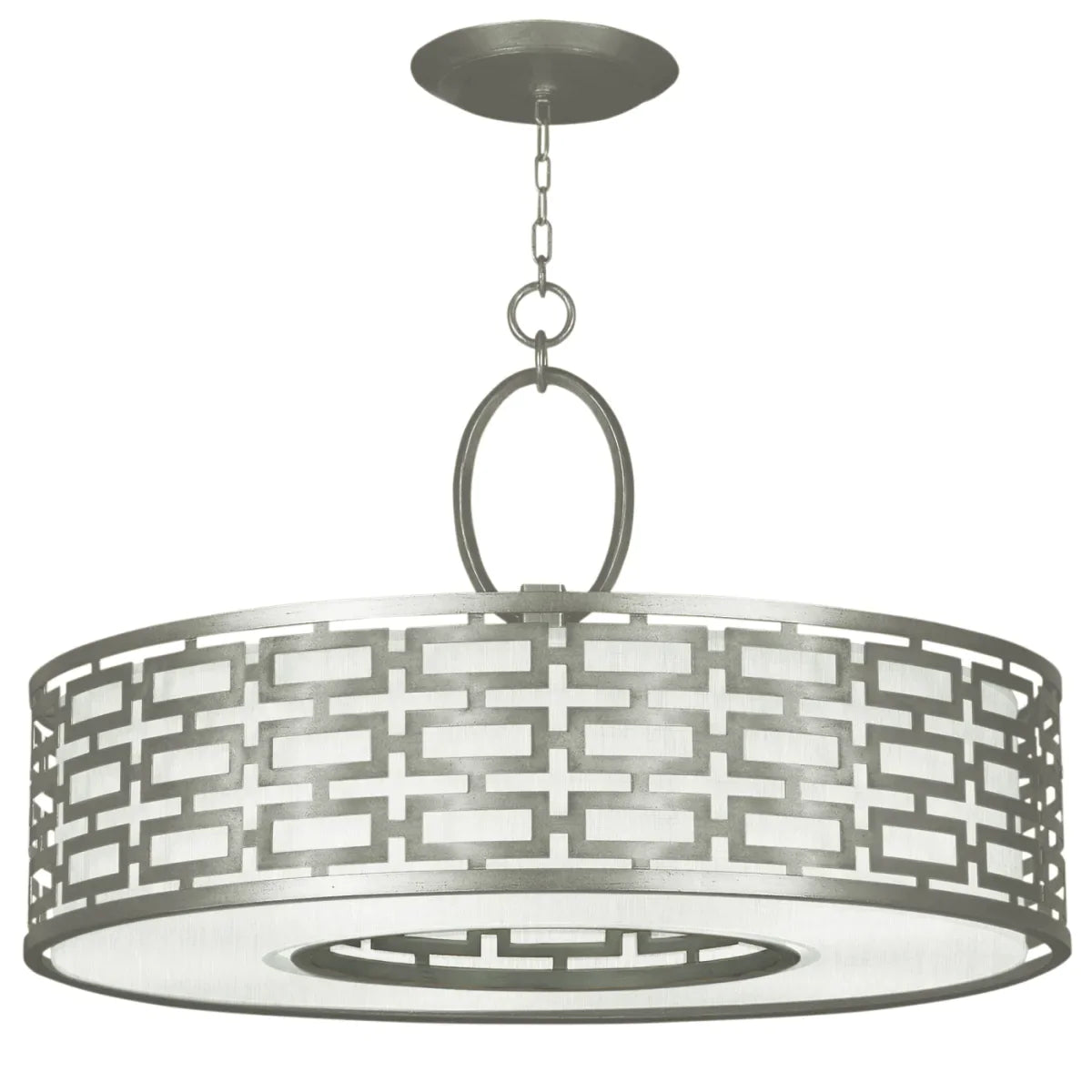Allegretto 40" Round Pendant w/ Fabric Inner Shade