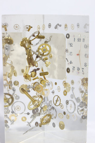 Exploded Clock Parts Acrylic Sculpture in Manner of Pierre Giraudon