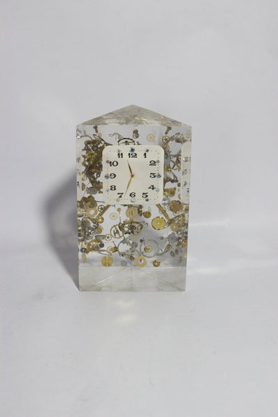 Exploded Clock Parts Acrylic Sculpture in Manner of Pierre Giraudon