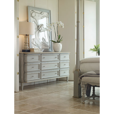 Century Furniture MN5770, English nine Drawer Dresser Distressed