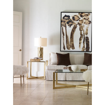 Century furniture SF5760, Antique Bronze Lamp Table with onset Glass