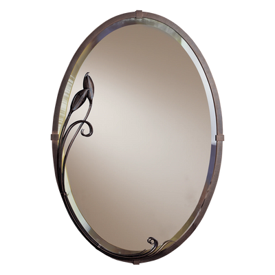Beveled Oval Mirror with Leaf