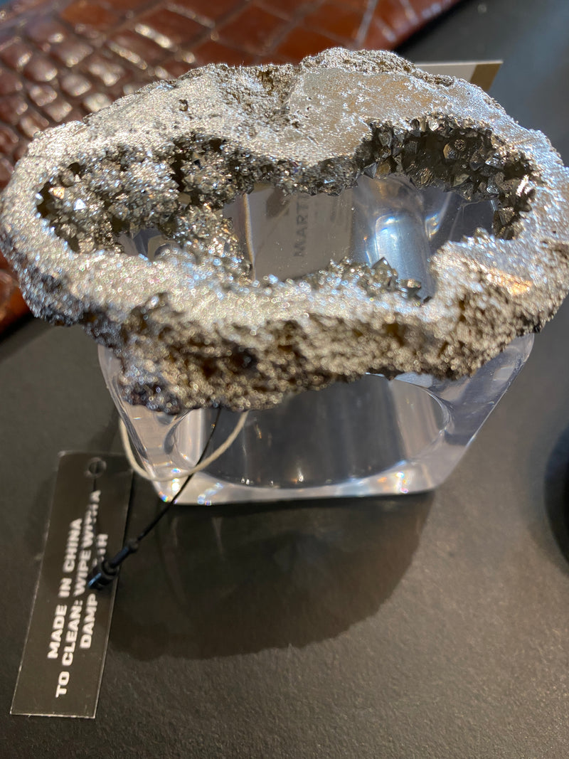 Volcanic Rock Napkin Rings Silver