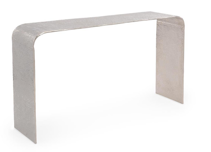 Textured Console Table In Nickel