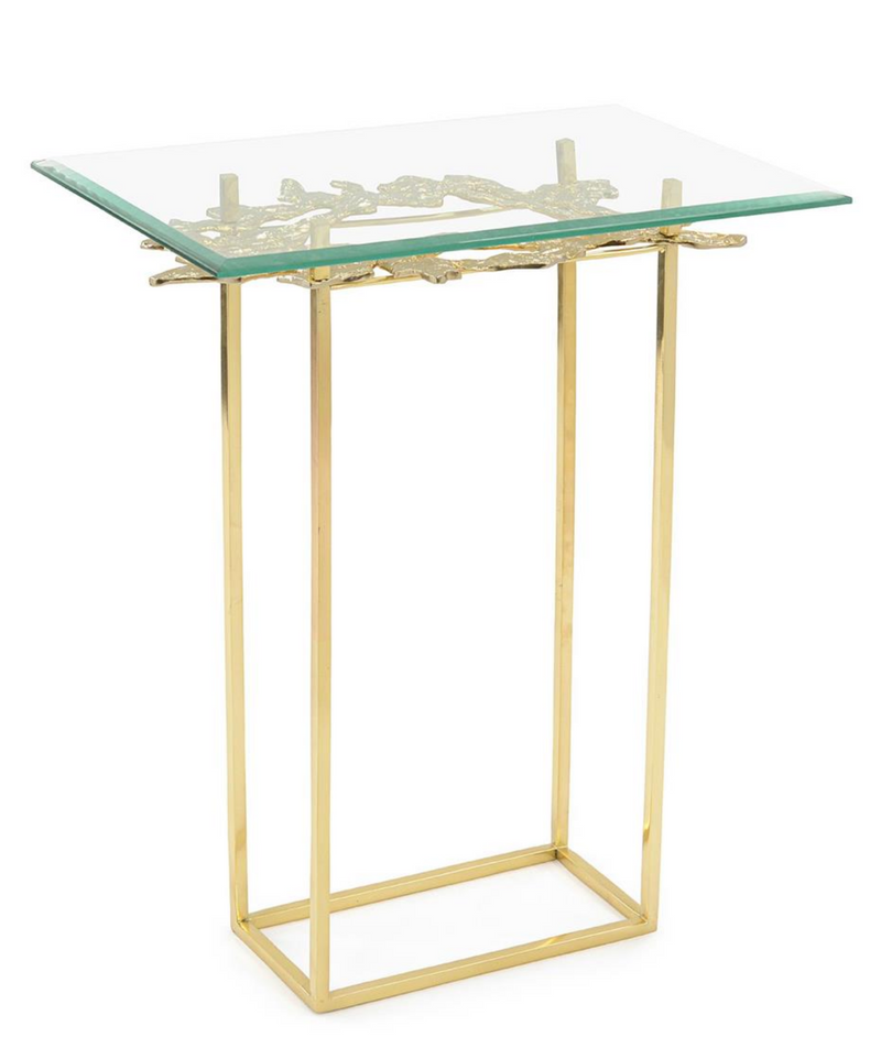 Organic Form Brass and Glass Martini Table