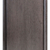 Gray Cabinet with six doors and circular polished chrome circular handles. 
