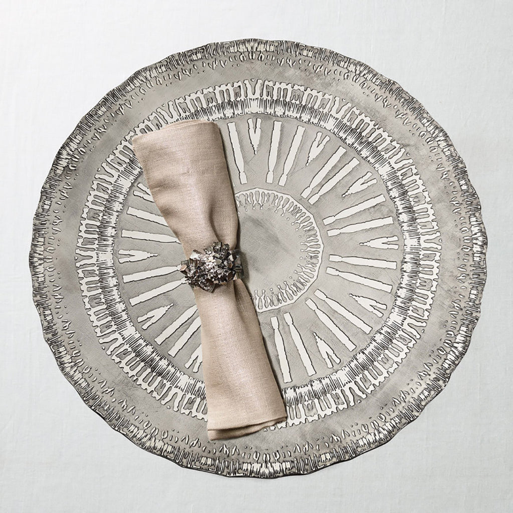 Set of 4 Placemats Modern Silver/Black