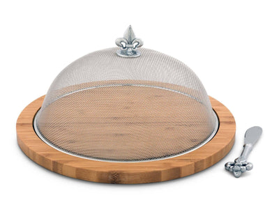 Fleur De Lis 3 Piece Picnic Cheese Board /Spreader