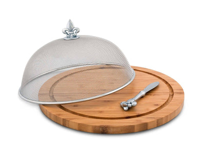 Fleur De Lis 3 Piece Picnic Cheese Board /Spreader