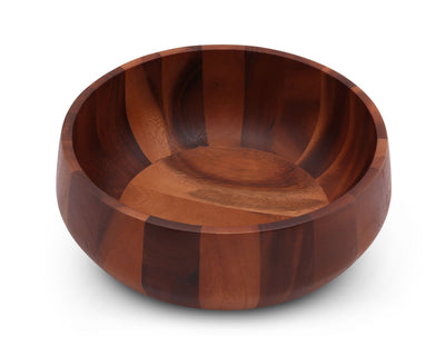 Modern Round Acacia Wood Salad Bowl Large
