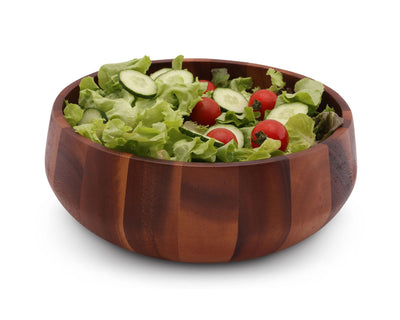 Modern Round Acacia Wood Salad Bowl Large