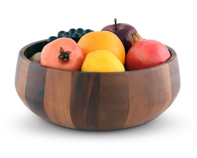 Modern Round Acacia Wood Salad Bowl Large