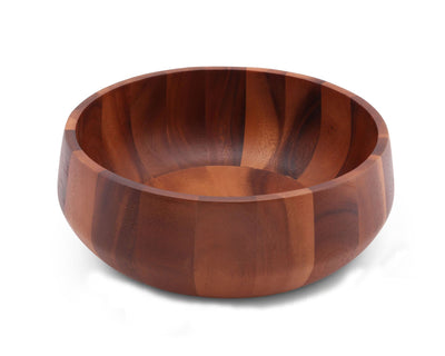 Modern Round Acacia Wood Salad Bowl Large