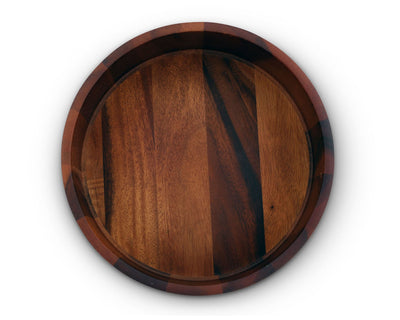 Modern Round Acacia Wood Salad Bowl Large