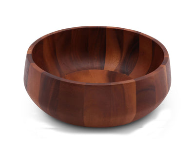 Modern Round Acacia Wood Salad Bowl Large