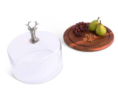 Elk Head Glass Covered Cheese Board