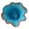Top view Blown Bowl Blue Graphics signed by Artist