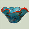 Side view Blown Bowl Blue Graphics signed by Artist