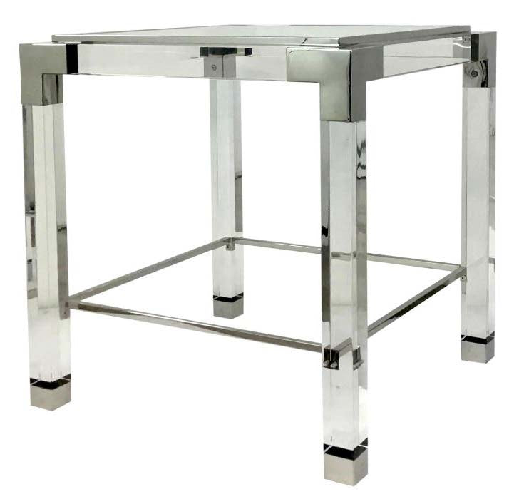  Lucite and Polished Chrome Accent Table