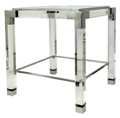 Lucite and Polished Chrome Accent Table
