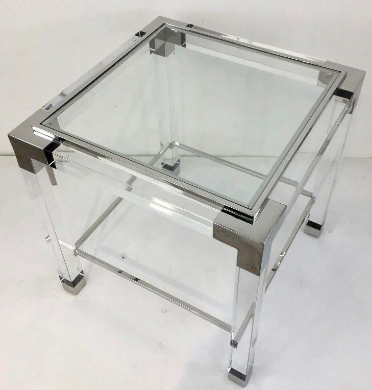 Lucite and Polished Chrome Accent Table