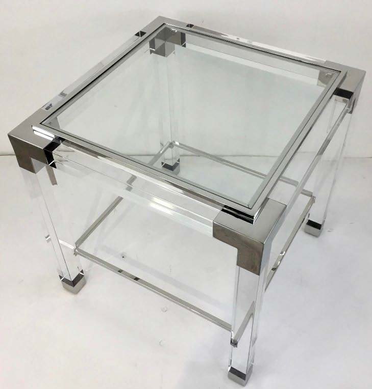  Lucite and Polished Chrome Accent Table