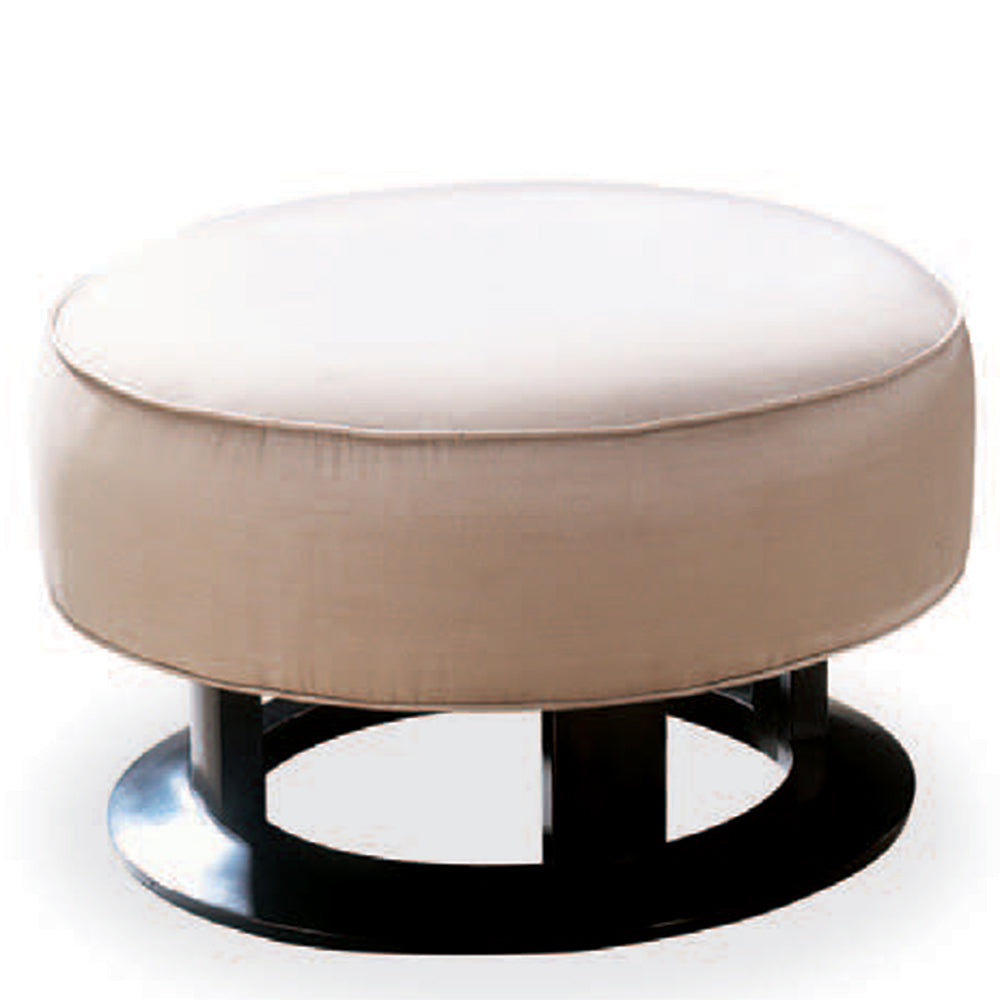 127-BN Swaim Ottoman leather with Wood Base 27" diameter